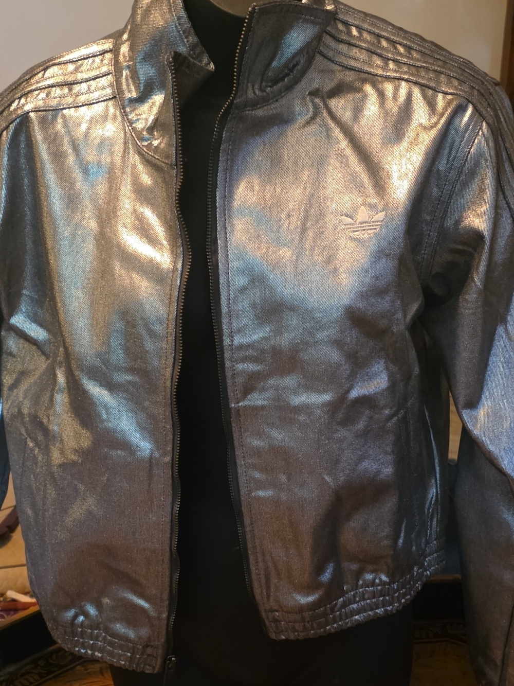 adidas Metallic Silver Bomber Jacket